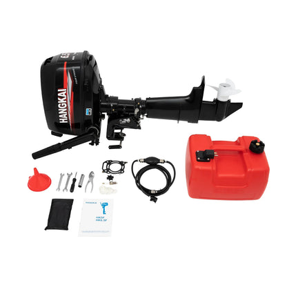 4-Stroke 6.5HP Outboard Motor 123CC, Gasoline Engine with with CDI Ignition & Water-cooling System for Inflatable Fishing Boat