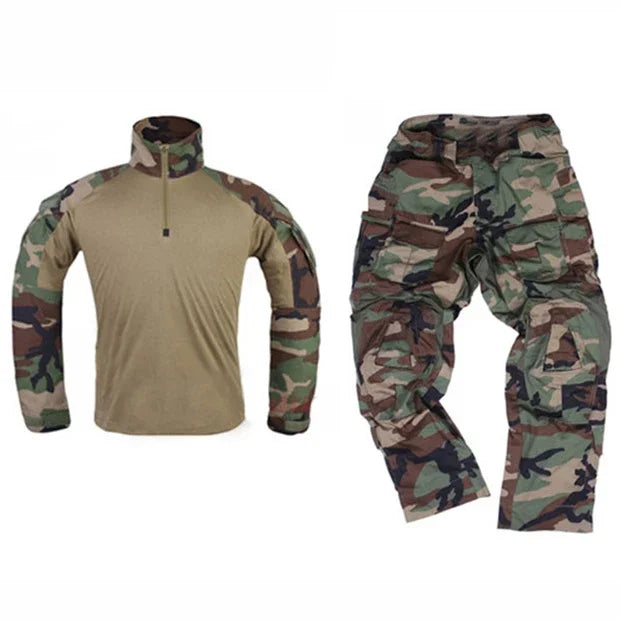 Camo Cargo Pants & Hiking Shirt Set – Cotton/Polyester, 4-Season, Sizes S–3XL