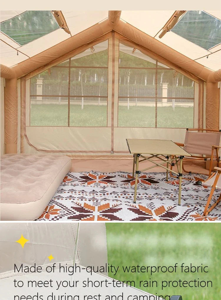 7.5㎡ Quick Setup Large Inflatable Tent with Pump Windproof 420D Oxford Fabric Instant Air Tent for Camping Beach Party Garden