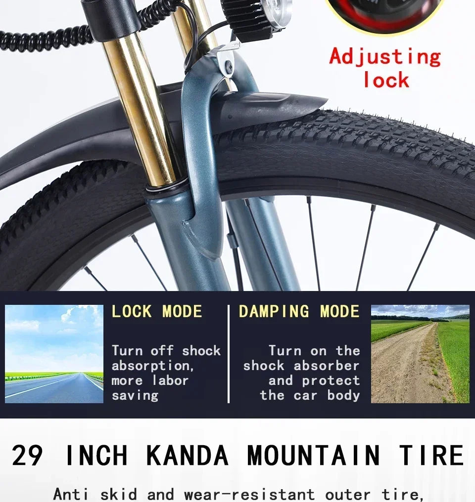 Ebike AKEZ 1000W CityElectricBike Detachable 13Ah Battery Electric Bike 60 Mile Range Dual Disc Brake Alloy Electric Bike