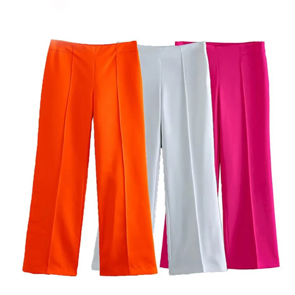 Spring and Autumn Women's Casual Blazer Chic Outerwear Slim Straight Pants Long Sleeve V-Neck Belted Office Commuter Suit Set