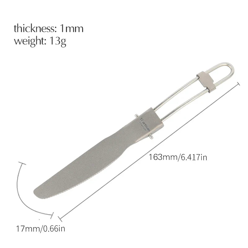 Tiartisan Titanium Foldable Cutlery Set - Portable Fork Spoon Knife for Outdoor Camping Hiking