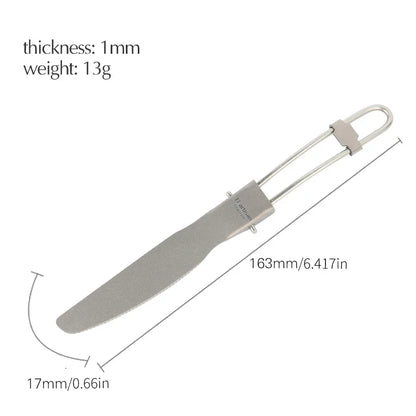Tiartisan Titanium Foldable Cutlery Set - Portable Fork Spoon Knife for Outdoor Camping Hiking