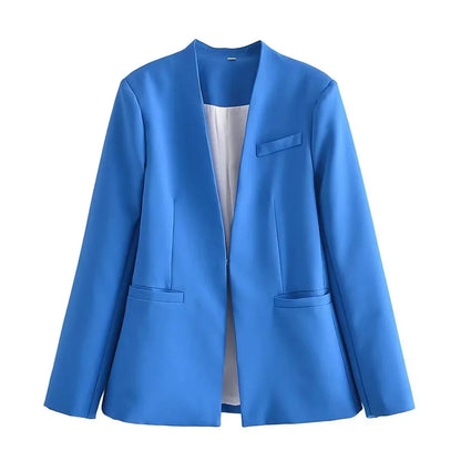 KONDALA Office Lady Beige Women Suits Long Sleeve V Neck Oversized Blazer+High Waist Wide Leg Pants Fashion 2025 Vintage Sets