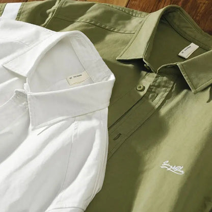 2024 New Spring and Summer Fresh Leisure Loose Embroidery Spliced Contrast Color Long Sleeve Workwear Thin Men's Shirt Coat