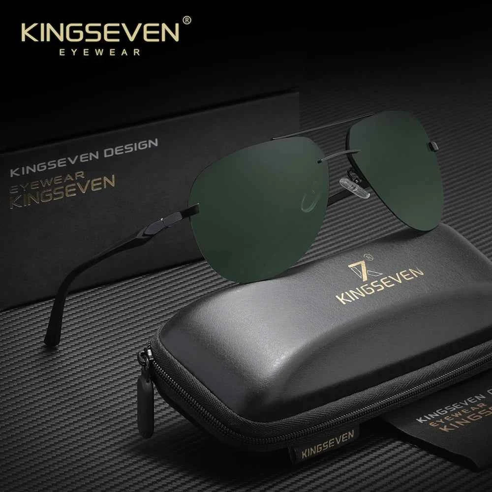 KINGSEVEN Brand Pilot Rimless Sunglasses Polarized UV400 Men Women Glasses Driving Eyewear