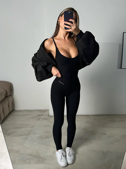 2024 Summer Sexy Bodysuits Women Slim Fashion Spaghetti Straps Skinny Bodycon Solid Color Rompers Club Women Bodysuits Female