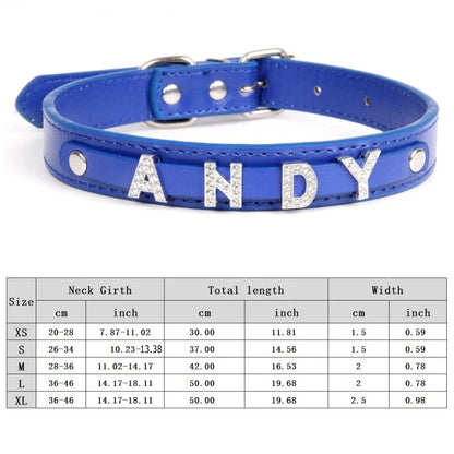 Personalized Dog Collar Bling Rhinestone DIY Names Puppy Cat Leather Collars Small Large Dog Necklace Free Name Pet Accessories