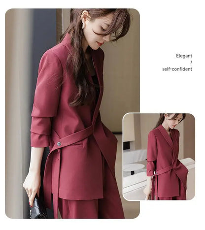 plus Size Wide Leg Pants Two Piece Set Big Brand Women's Spring Autumn New Sle Jaet And Pants Suit for Young Women 8-25