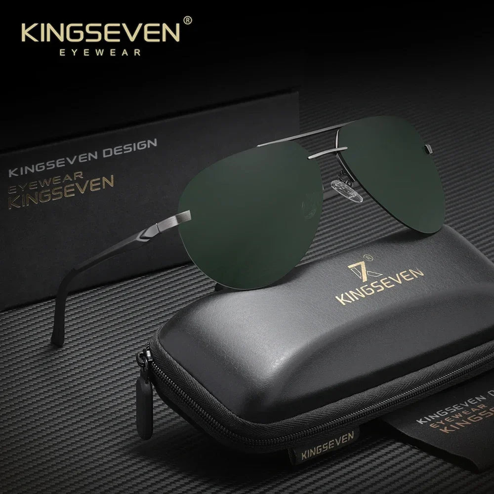 KINGSEVEN Brand Pilot Rimless Sunglasses Polarized UV400 Men Women Glasses Driving Eyewear