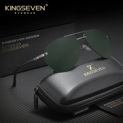 KINGSEVEN Brand Pilot Rimless Sunglasses Polarized UV400 Men Women Glasses Driving Eyewear