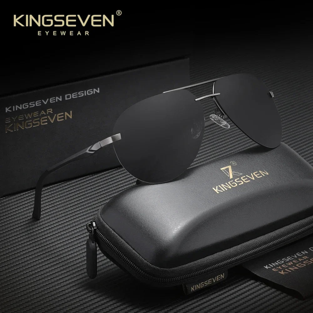 KINGSEVEN Brand Pilot Rimless Sunglasses Polarized UV400 Men Women Glasses Driving Eyewear