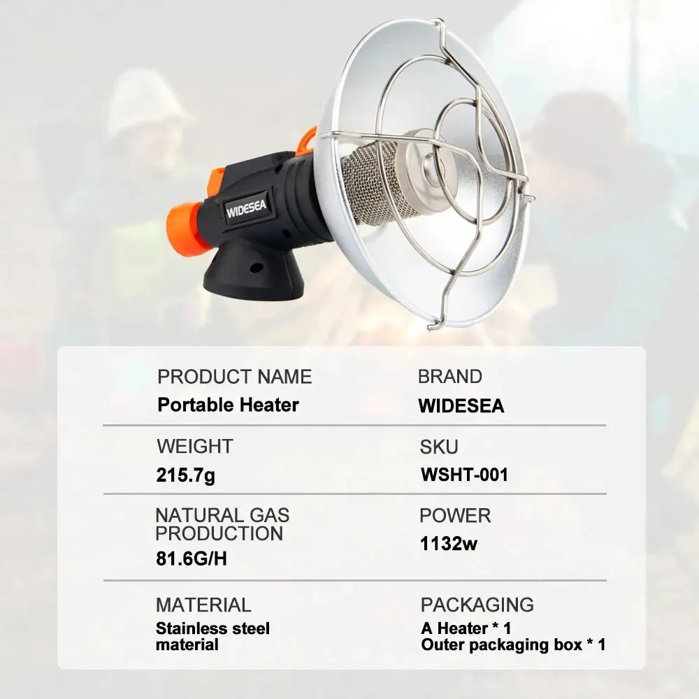 Portable Camping Heater – Stainless Steel Butane Gas Burner, 215g, 16.5cm