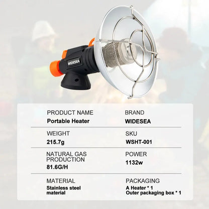 Portable Camping Heater – Stainless Steel Butane Gas Burner, 215g, 16.5cm