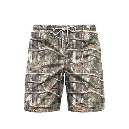 Men's Camo Tree Print Beach Shorts – Breathable Casual Outdoor Shorts 2025