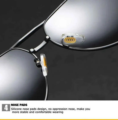 Audi UV400 Polarized AntiGlare Retro Flight Sunglasses Glasses for Motorcycle Classic FrogEye Outdoor Glasses Men Women 558