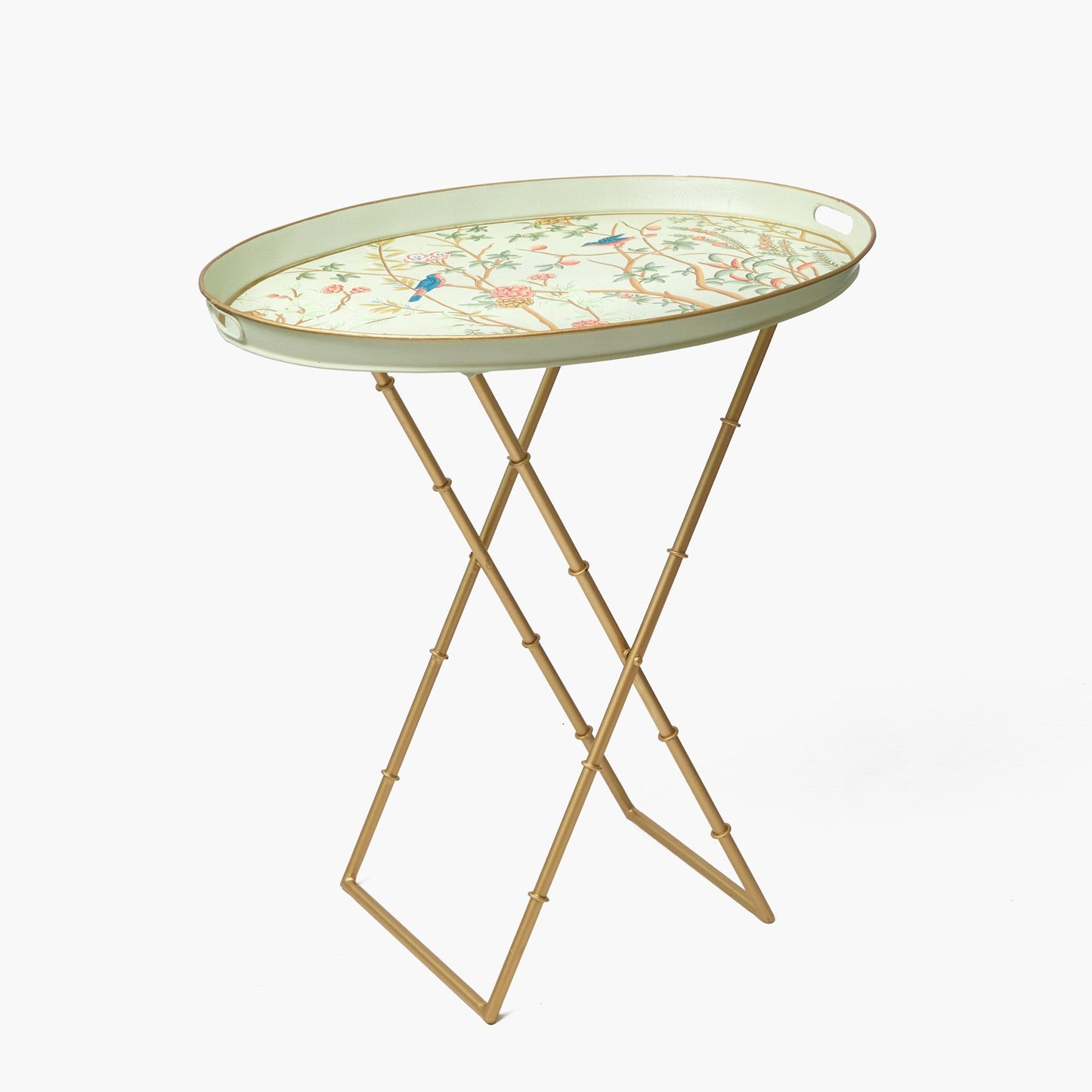 Chinoiserie Tole Round Tray with Stand