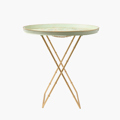 Chinoiserie Tole Round Tray with Stand