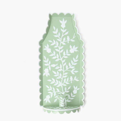 Green Chinoiserie Tole Candle Sconce