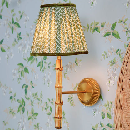 Bamboo Rechargeable Wall Light with Olive Lotus Shade (18cm)