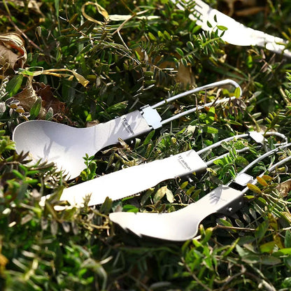 Tiartisan Titanium Foldable Cutlery Set - Portable Fork Spoon Knife for Outdoor Camping Hiking