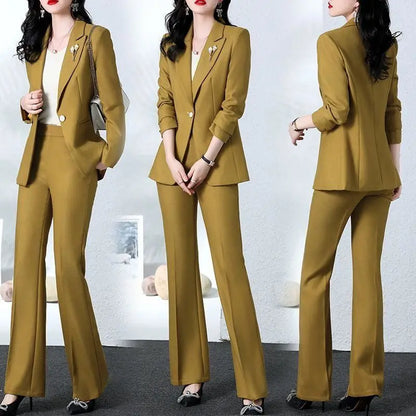 2025 Spring and Autumn New Fashion Blazer Coat Trousers Two Piece Women's Elegant Casual Suit Jacket Pants Set Female Clothing
