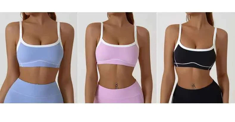 Women's Shock-Absorbing Sports Bra – Color Block Full Cup Breathable Gym & Yoga Tube Top
