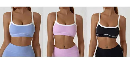 Women's Shock-Absorbing Sports Bra – Color Block Full Cup Breathable Gym & Yoga Tube Top
