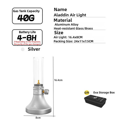 Retro Glass Gas Lantern – Outdoor Atmosphere Camping Light, Silver or Black