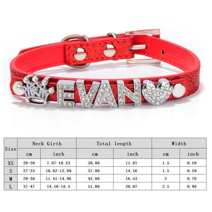 Personalized Dog Collar Bling Rhinestone DIY Names Puppy Cat Leather Collars Small Large Dog Necklace Free Name Pet Accessories