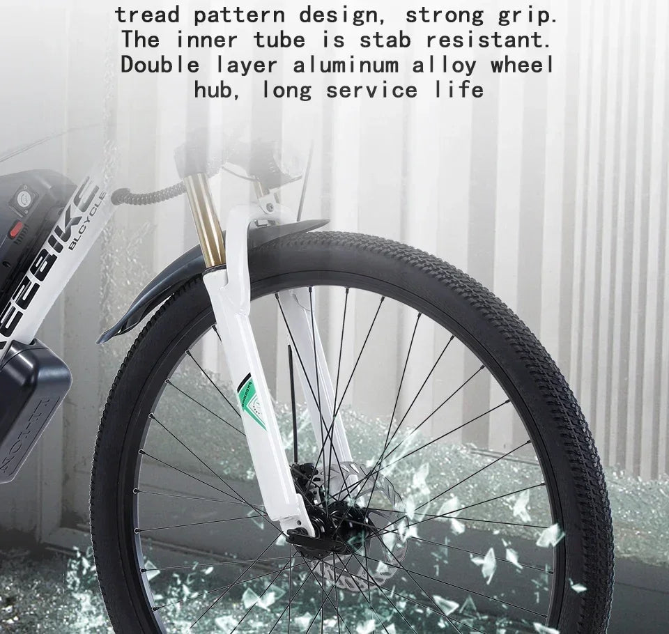 Ebike AKEZ 1000W CityElectricBike Detachable 13Ah Battery Electric Bike 60 Mile Range Dual Disc Brake Alloy Electric Bike