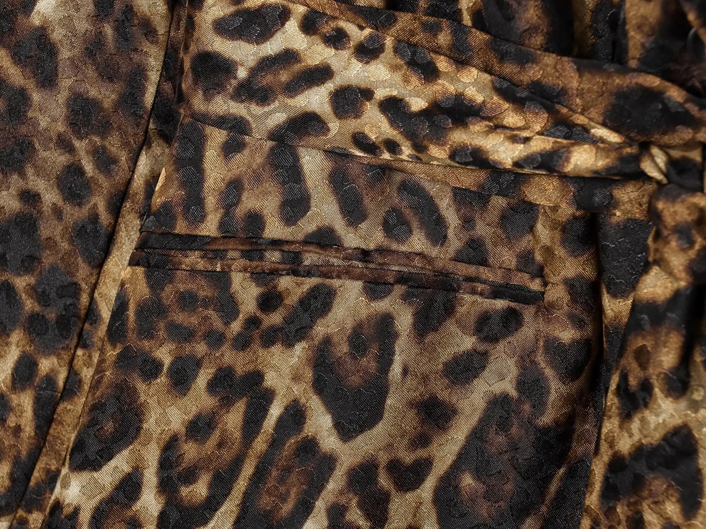 HH Women Autumn 2-Piece Set Chic Leopard Print Turn-Down Collar Pockets Belt Design Blazers+High Waist Zipper Wide-Leg Pants