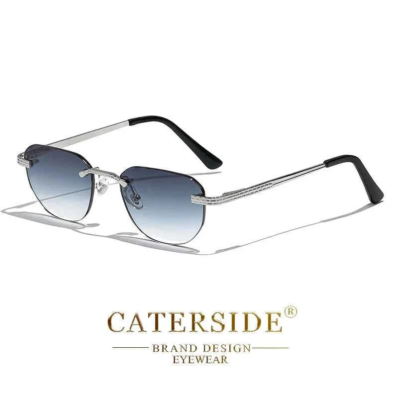 CATERSIDE New Retro Rimless Sunglasses Men Pilot Cupronickel Frame Brand Design Sun Glasses Women Festival Party Travel Eyewear