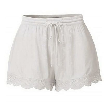 Women Lace Up Shorts Summer Casual Elastic Waist Wide Leg Sweat Fitness Running Short 2024 High Quality Thick Fabric Mini Shorts