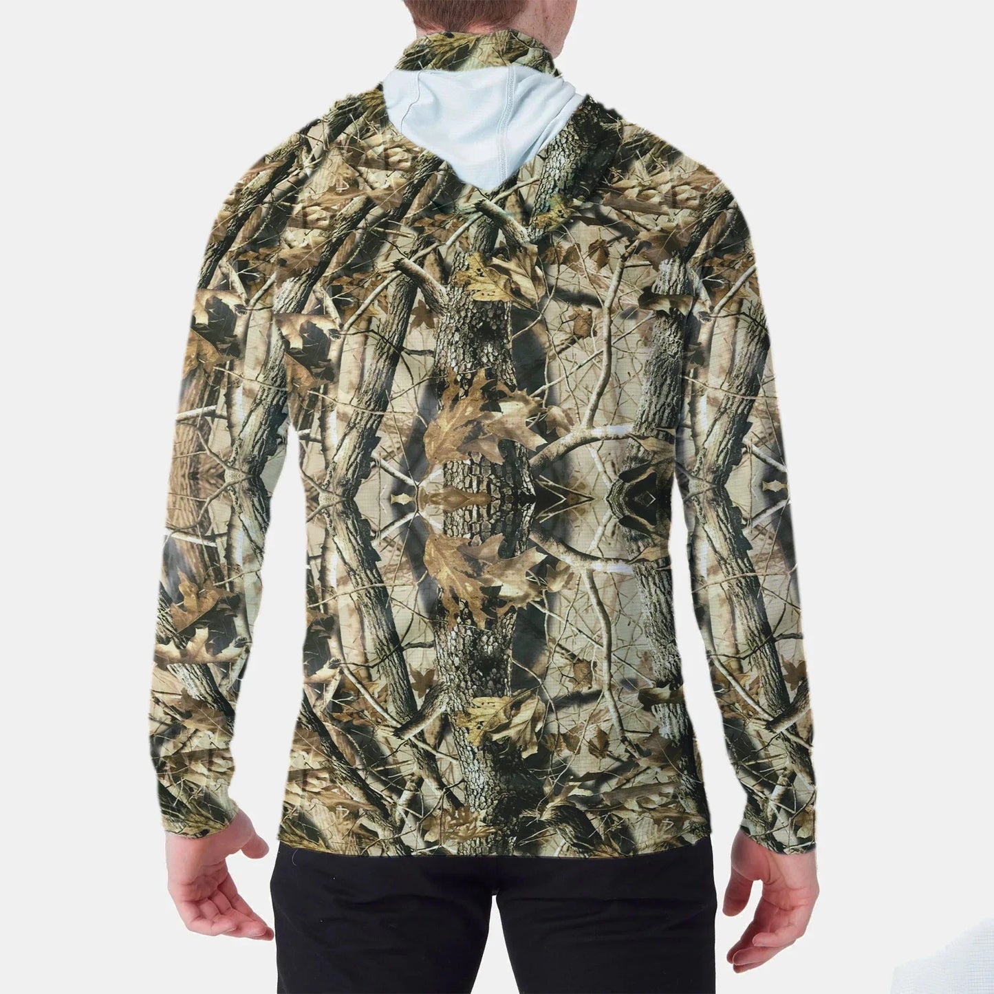 Men's Long Sleeve Fishing & Hunting Hoodie Shirt with Cap