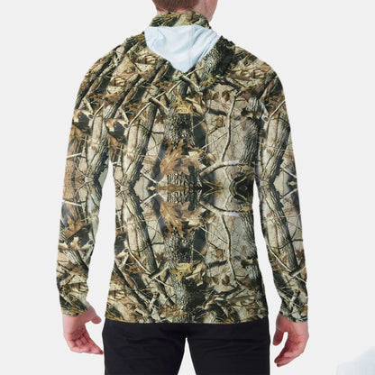 Men's Long Sleeve Fishing & Hunting Hoodie Shirt with Cap