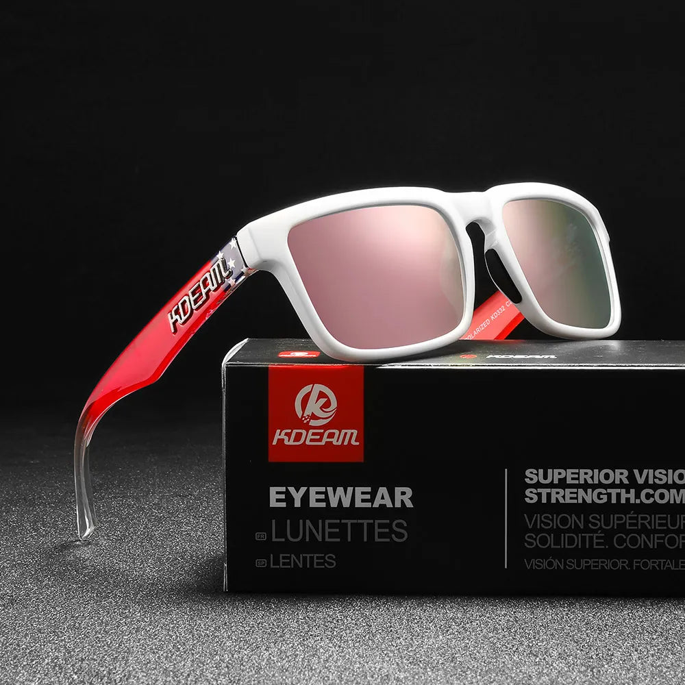 KDEAM Square Men's Polarized Sunglasses Outdoors Lifestyle Coating Sun Glasses New Matching Colors With Box