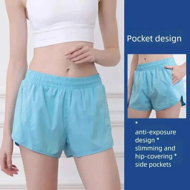 Women's Anti-Explosion 2 in 1 Sports Shorts Quick Dry Running Yoga Shorts Summer Thin Athletic Outdoor Shorts