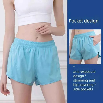 Women's Anti-Explosion 2 in 1 Sports Shorts Quick Dry Running Yoga Shorts Summer Thin Athletic Outdoor Shorts