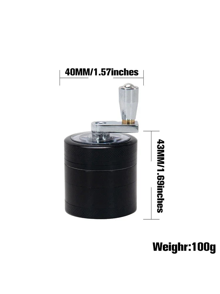 4-Layer Herb & Spice Grinder – 40mm Zinc Alloy Manual Hand Crank Mill