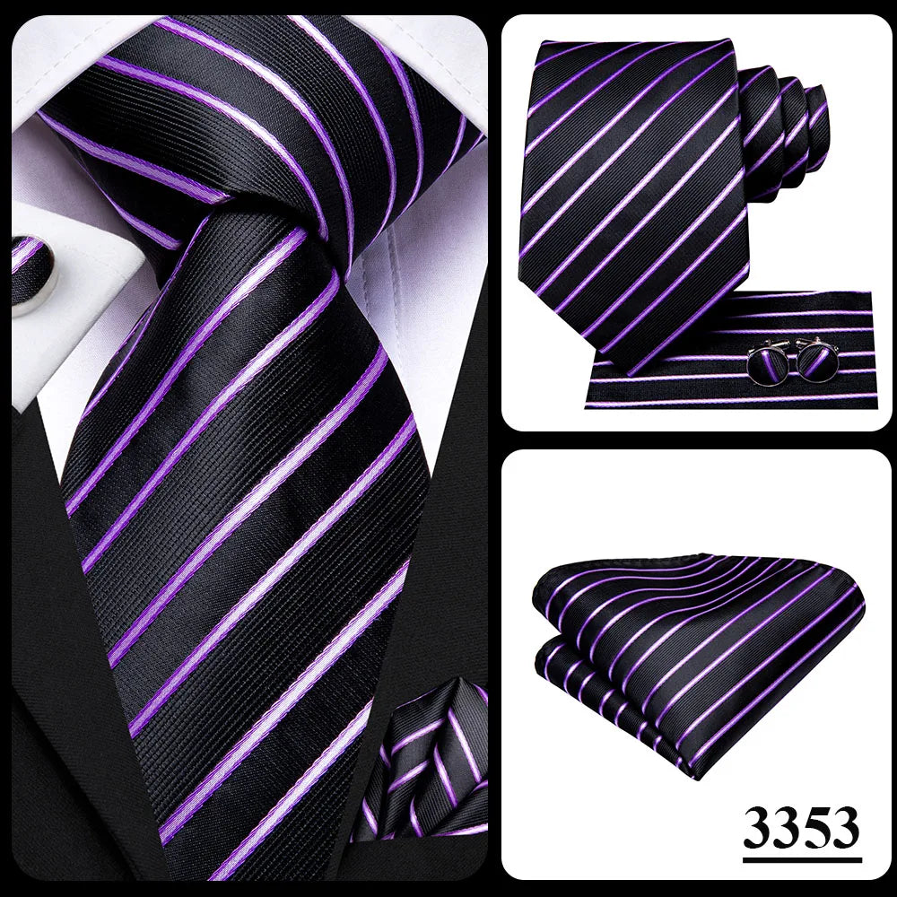 Hi-Tie 8.5cm Business Black Solid Paisley 100% Silk Men's Tie Neck Strip Ties for Men Formal Luxury Wedding Neckties Gravatas