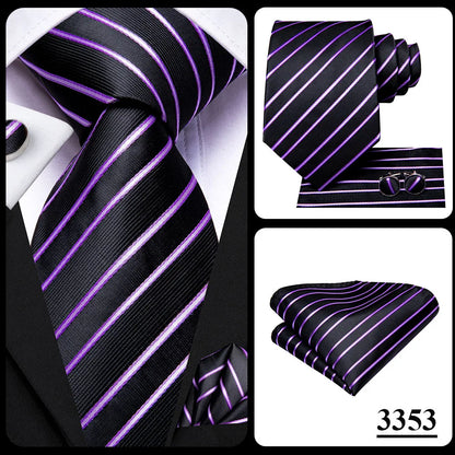 Hi-Tie 8.5cm Business Black Solid Paisley 100% Silk Men's Tie Neck Strip Ties for Men Formal Luxury Wedding Neckties Gravatas