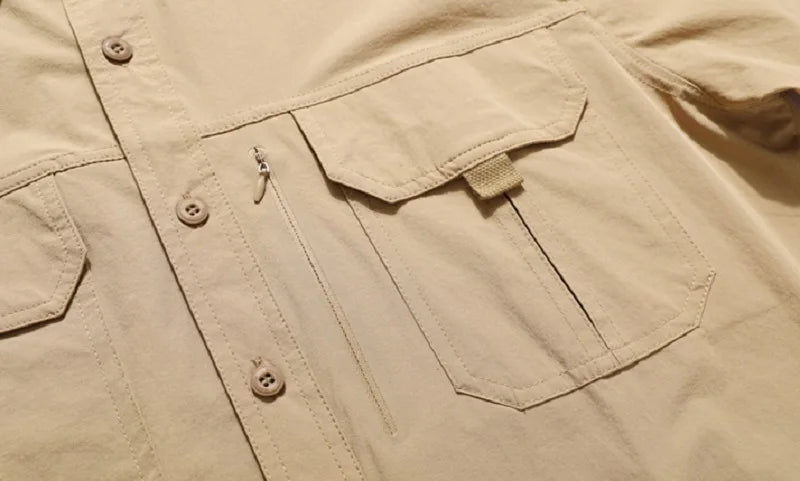 Spring Men Tactical Work Long Sleeve Shirt Man Outdoor Casual Multi Pocket Shirts Male Autumn Breathable Cargo Oversized Blouses