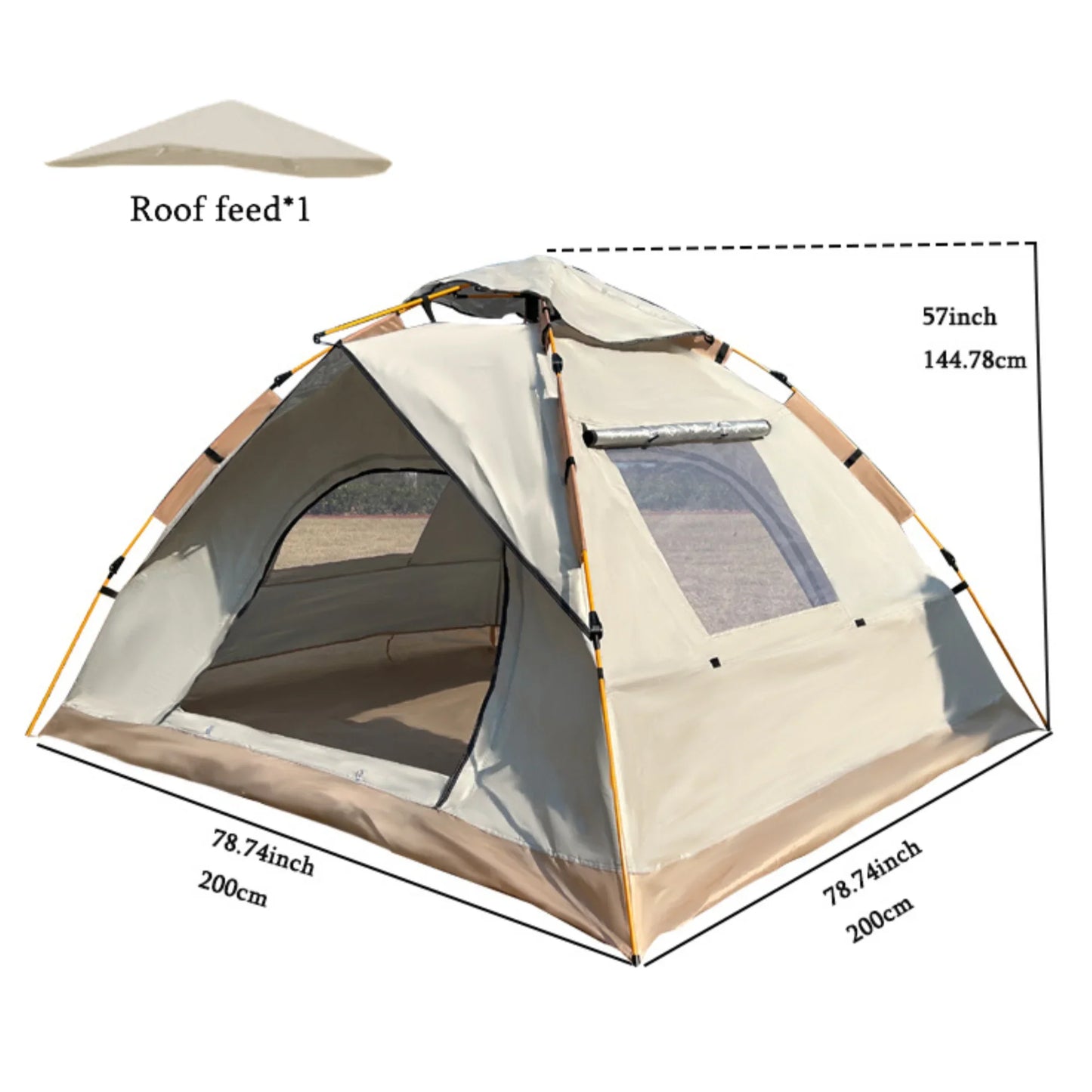 Extra-Large 3-4 Person Pop-Up Camping Tent – Triple-Layer, Mesh Screen, Aluminum Poles