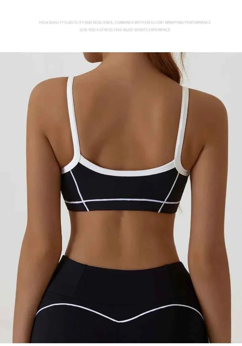 Women's Shock-Absorbing Sports Bra – Color Block Full Cup Breathable Gym & Yoga Tube Top