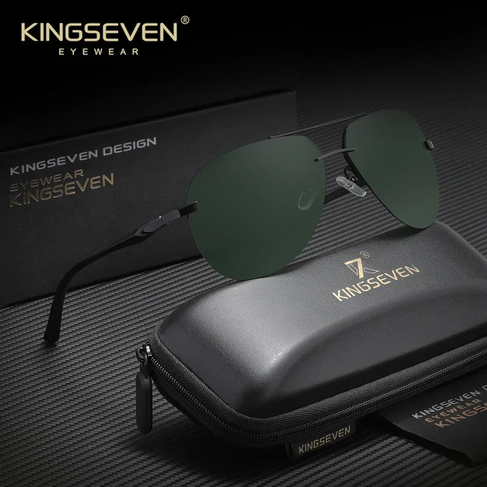KINGSEVEN Brand Pilot Rimless Sunglasses Polarized UV400 Men Women Glasses Driving Eyewear