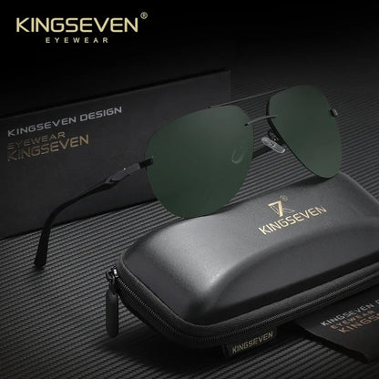 KINGSEVEN Brand Pilot Rimless Sunglasses Polarized UV400 Men Women Glasses Driving Eyewear