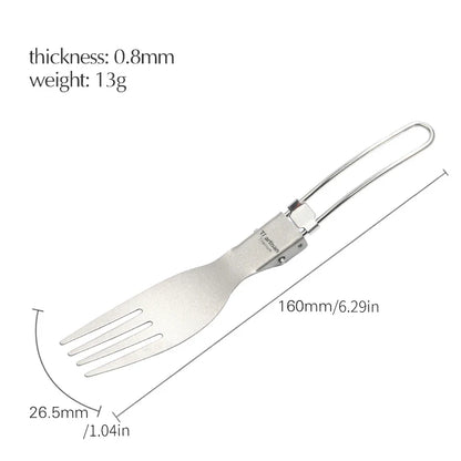 Tiartisan Titanium Foldable Cutlery Set - Portable Fork Spoon Knife for Outdoor Camping Hiking