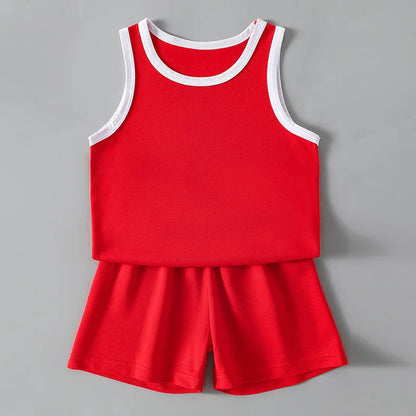 2/4Pcs Summer Children's Quick-drying Sports Suit Boys Casual Ball Sleeveless T-shirt Girls Joker Mixed Color Combination Shorts
