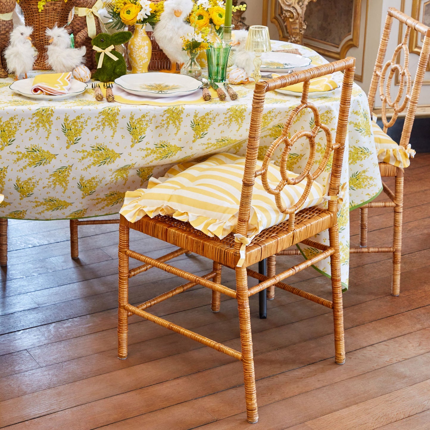 Frilled Yellow Stripe Seat Pad Cushion